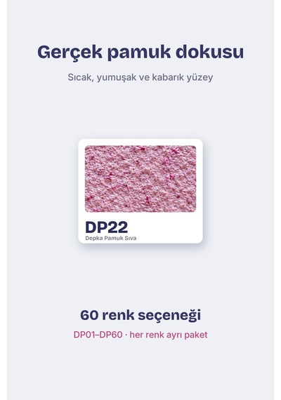 Depka Pamuk Sıva Dp22 2 Kg 7-8 M² İpek Sıva Alternatifi Isı Ve Ses Yalıtımlı Dekoratif Sıva