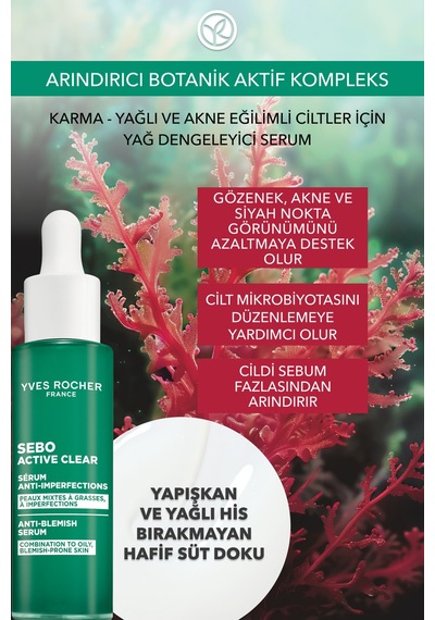 Yves Rocher Arındırıcı Yağ Dengeleyici Serum-süksinik Asit&çinko-sebo Active Clear Botanik Kompleks-30 Ml