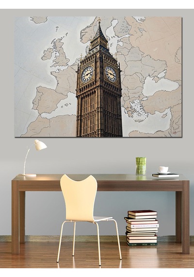 Tarihi Big Ben Saat Kulesi Dekoratif Kanvas - Mdf Ahşap Tablo