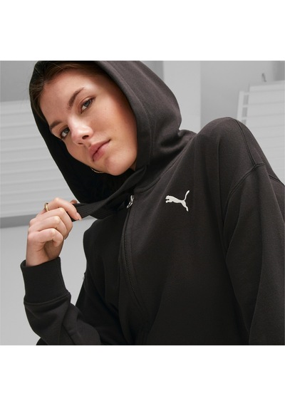 Puma Her Terry Fermuarlı Kadın Kapüşonlu Sweatshirt 676003 01 Siyah