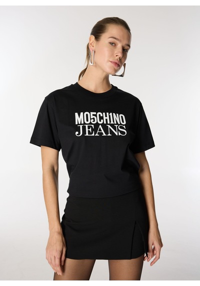 Moschino Jeans Siyah Kadın Baskılı T-shirt J0706-1555