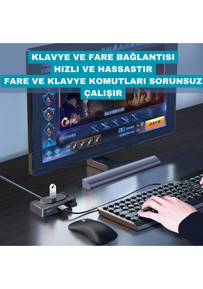 Coofbe Jasoz 30cm 4in1 Type-c To Usb Çoğaltıcı Hub Type-c To 4x Usb3.0 Mouse Yazıcı Klavye Okuyucu