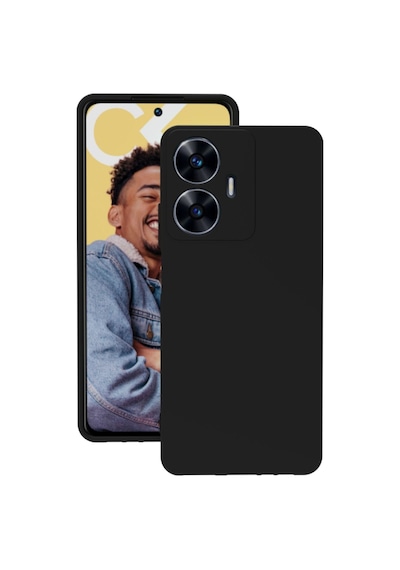 Realme C55 Kılıf Kamera Korumalı Silikon Rubber Arka Kapak Siyah