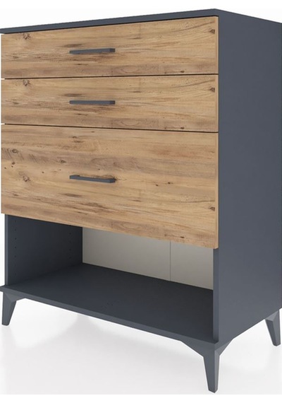 Hyperion Şifonyer 3 Çekmeceli 88x44x106 Antrasit-çam Antrasit