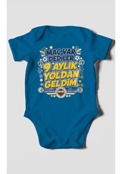 Morivokids Maç Var Dediler Yazılı Kısa Kollu Bebek Body %100 Pamuk Zbn277-kk Koyu Mavi