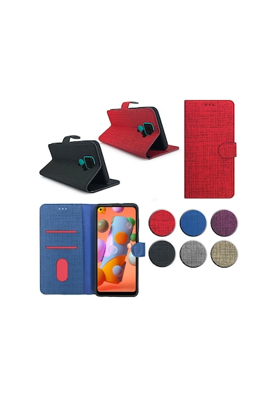 Huawei Mate 30 Lite Kılıf FitCase Fabric Kapaklı Cüzdanlı