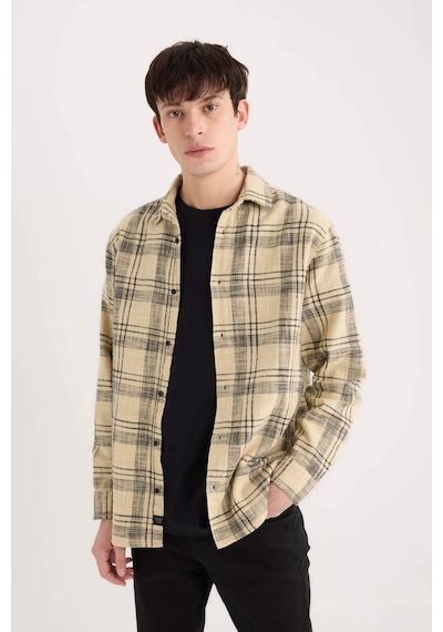DeFacto %100 Pamuk Regular Fit Kareli Oduncu Flanel Uzun Kollu Gömlek D6727AX25SPBG540