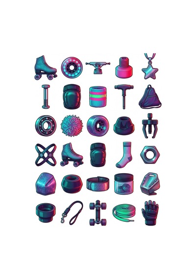 30 Adet Retro Disko Paten Sticker Seti - Kaykay Kask Laptop Çok Renkli