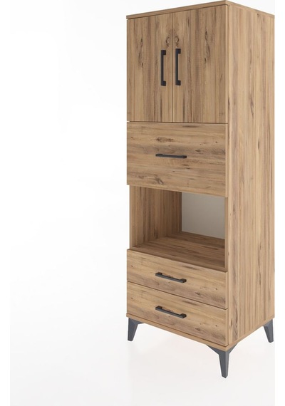 Hyperion Dolap 3 Raflı 3 Çekmeceli 2 Kapaklı 60x44x163 Çam-çam Çam