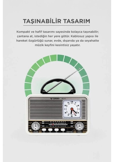 Özel Seri Torima Bluetooth Hoparlör Nostaljik Radyo Speaker Ns03 Altın Dijital Cihaz Klasik