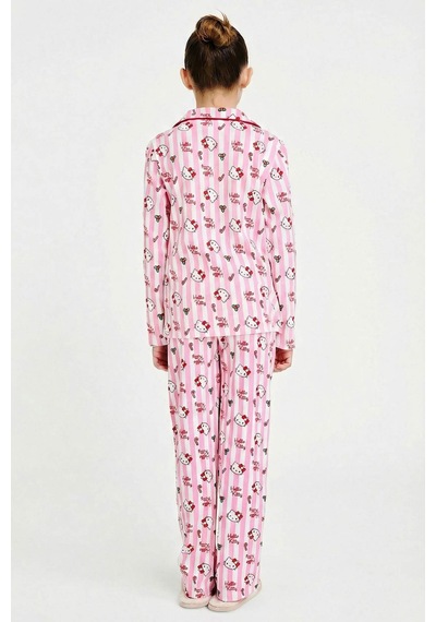 Defacto Hello Kitty Yılbaşı Temalı Pijama Takımı Uzun Kollu Üst Uzun Alt Kız Çocuk G6458A825WN