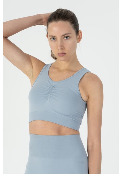 Maraton Slimfit Kadın Düz Yaka Mavi Bra Mavi