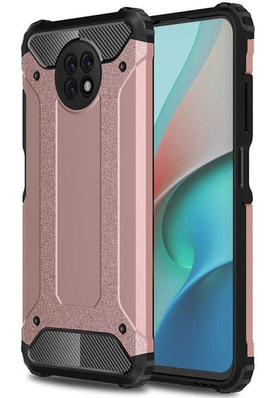 Noktaks - Redmi Note 9 5g Uyumlu - Kılıf Çift Katman Zırh Tank Crash Military Kapak - Rose Gold Rose Gold