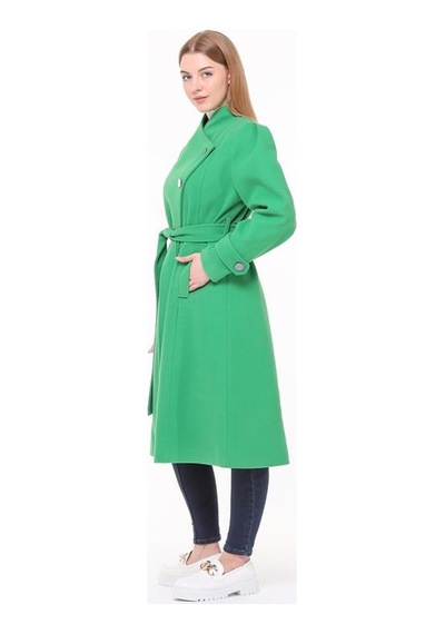 Neşeli Butik Kadın Midi Oversize Yün Kaşe Kaban Nbpltn03 - Benetton Yeşili Yeşil