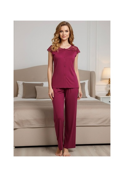 Bordo Penye Pijama Takımı
