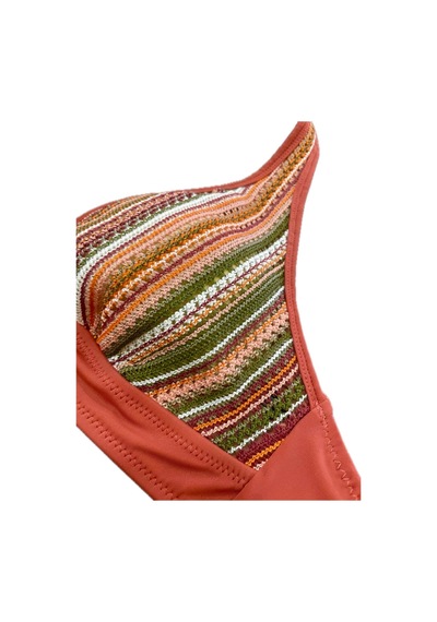 Deep Beach Dokulu Ve Dantelli Çok Renkli Bikini Takım Tarçın