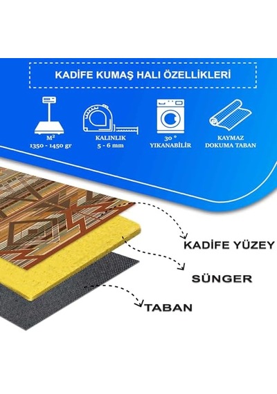 Croce Desenli Pamuk Tabanlı Yıkanabilen Kaydırmaz Antibakteriyel Salon Halısı 80x150 Genel