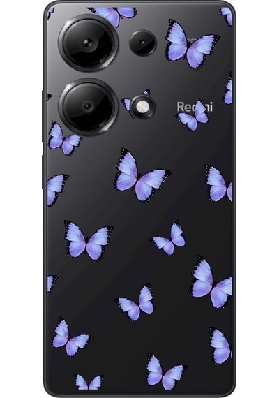 Xiaomi Redmi Note 13 Pro Uyumlu Şeffaf Kılıf Kelebek 3 Tasarımlı