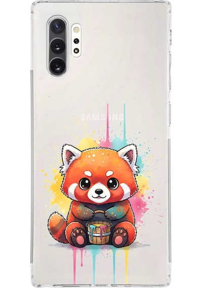 Samsung Galaxy Note 10 Plus İle Uyumlu Splash Tilki Tasarımlı Şeffaf Silikon Kılıf Şeffaf