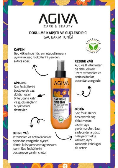 Agiva Caffeine&Ginseng Dökülme Karşıtı Ve Güçlendirici Saç Toniği 200 ML