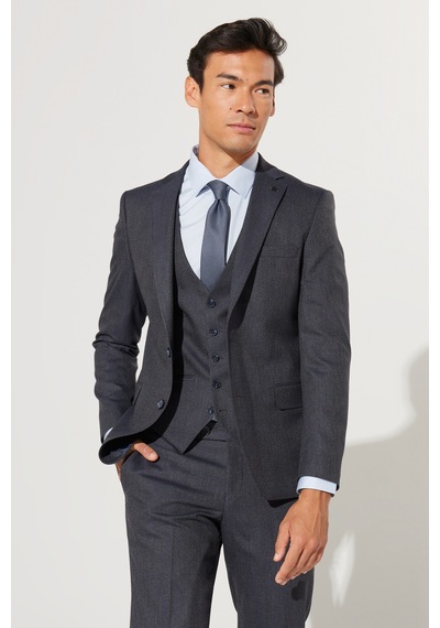 Ac&Co / Altınyıldız Classics Erkek Lacı Grı Slim Fit Dar Kesim Mono Yaka Desenli Yünlü Yelekli Takım Elbise Lacı Grı Lacivert - Gri Ac&Co / Altınyıldız Classics Erkek Lacı Grı Slim Fit Dar Kesim Mono Yaka Desenli Yünlü Yelekli Takım Elbise Lacı Grı Lacivert - Gri