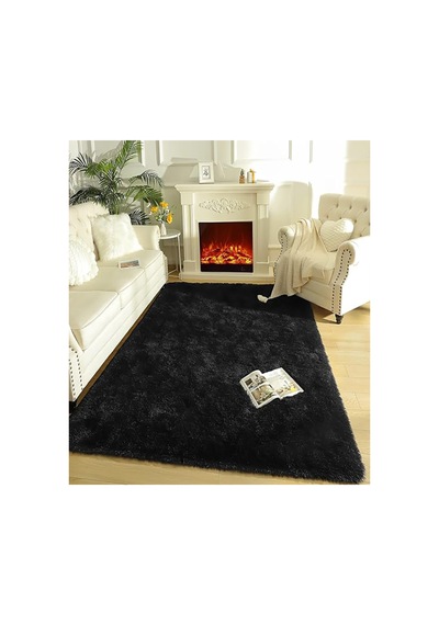 Siyah Post Peluş Yumuşak Yıkanabilir Kaymaz Dot Taban Salon Koridor Çocuk Halısı Siyah