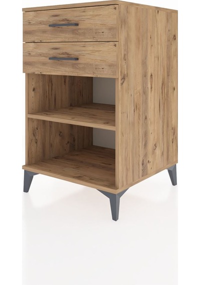 Kronos Komodin Tek Raflı 2 Çekmeceli 60x59x96 Çam-çam Atlas Çam