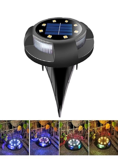 Mobgift 4'lü Solar Panelli Kazıklı Zemin Solar Ledi 8+4 Led Çok Renkli
