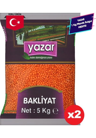 Yazar Yerli Kırmızı Mercimek 5 Kg x 2 Adet