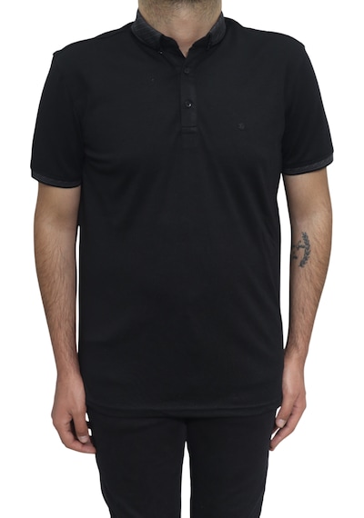 Santa Dmc Tekstil Erkek Düz Spor Kesim Normal Kalıp Polo Yaka T-shirt Siyah