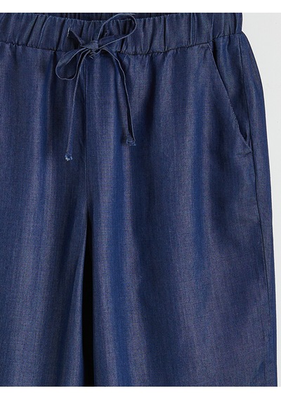 Lcw Grace Siyah Beli Lastikli Wideleg Kadın Jean Pantolon