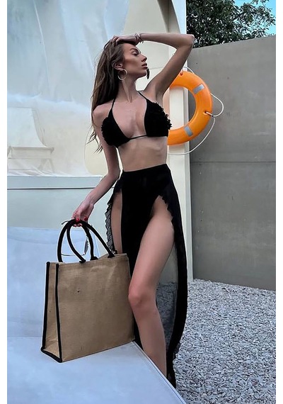 Seva Üçlü Brazilian Bikini Set - Siyah
