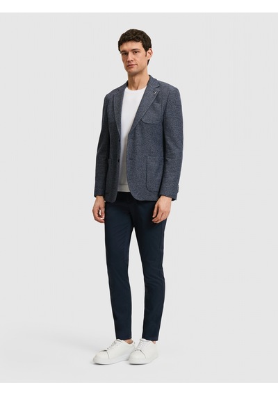 Cacharel Lacivert Slim Fit Mikro Desen Mono Yaka Spor Ceket