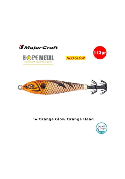 Major Craft Big Eye Metal Kalamar Zokası 112gr Bem-30 14 Orange Glow Orange Head