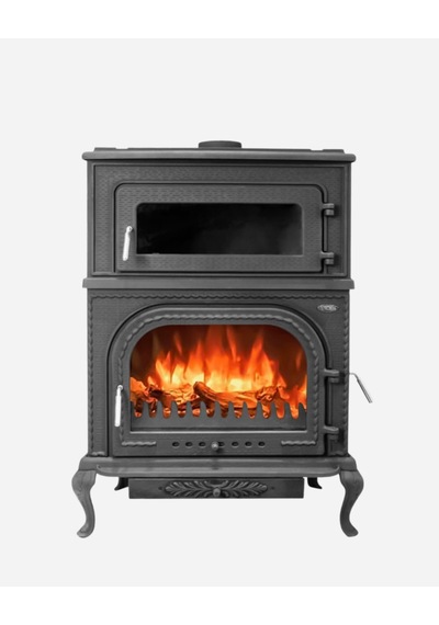 Reyo Stove Abant Üç Camlı Yan Kapak Fırınlı Döküm Şömine Soba