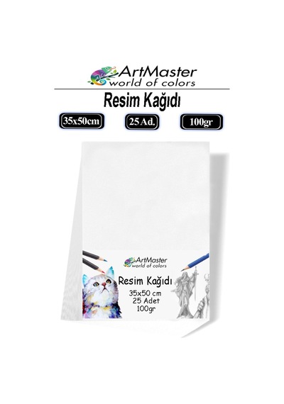 Resim Kağıdı 35x50 25 Li Paket 100 Gr 1 Paket 35 50 Resim Kartonu Kuru Boya Pastel Boya Guaj Boya Sulu Boya Resim Sanatı