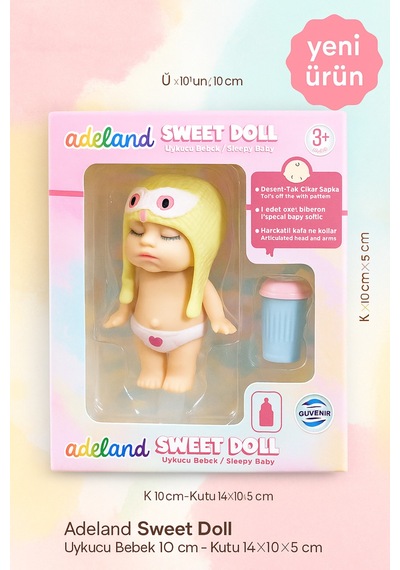 Adeland Sweet Doll Uykucu Bebek 10 Cm Kutu 14 10 5 Cm Sarı Noktalı
