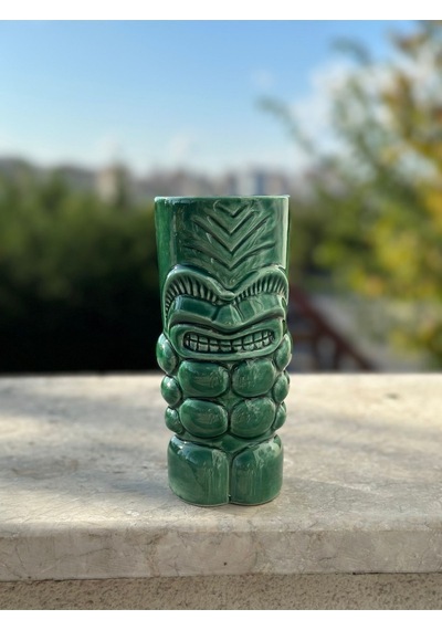 Özel Tasarım Kaslı 600 Ml Tiki Kokteyl Ve İçecek Bardağı Ve Meşrubat Bardağı Yeşil