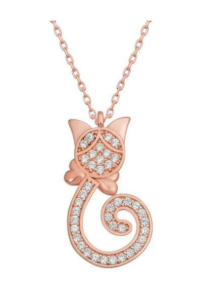 Gümüş Kedi Kadın Kolye (551188487)