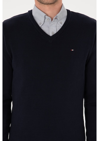 U.S. Polo Assn. Erkek Slim Fit V Yaka Lacivert Basic Kazak 50313668-VR033