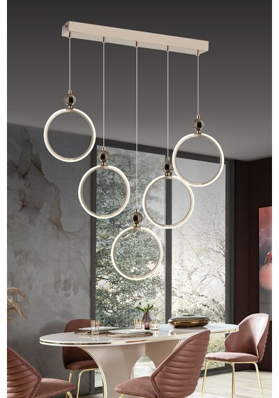 Ld 073 5s Model Gold 3 Renkli Salon Ve Oturma Odası İçin İdeal Alüminyum Avize, 60x70 Gold