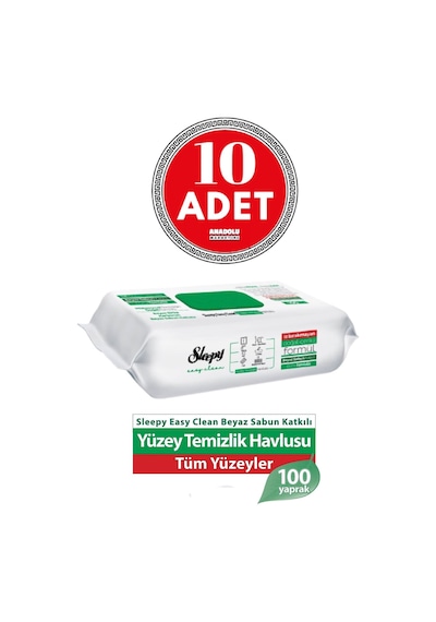 Sleepy Easy Clean Yüzey Temizlik Havlusu 100 Yaprak X 10 Adet Tekli