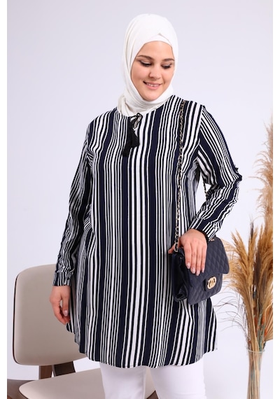 Ferace Kadin Tesettur Buyuk Beden Giyim İpli Yazlık Tunik 001