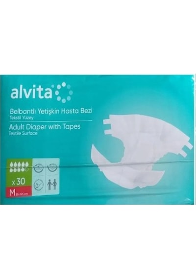 Alvita Tekstil Yüzeyli Belbantlı Hasta Bezi Medium 30'lu M