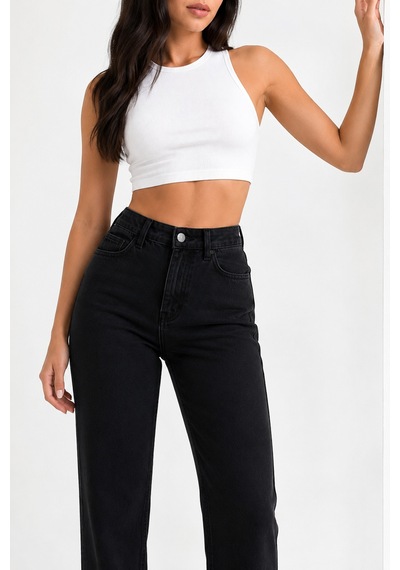 J&kstores Mom Fit Yüksek Bel Jean Pantolon Siyah