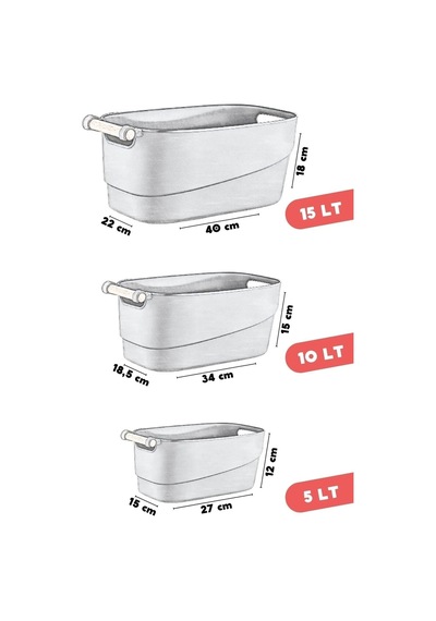 3'lü Set Ahşap Kulplu Banyo,mutfak,çekmece İçi Düzenleyici Retro Sepet Antrasit