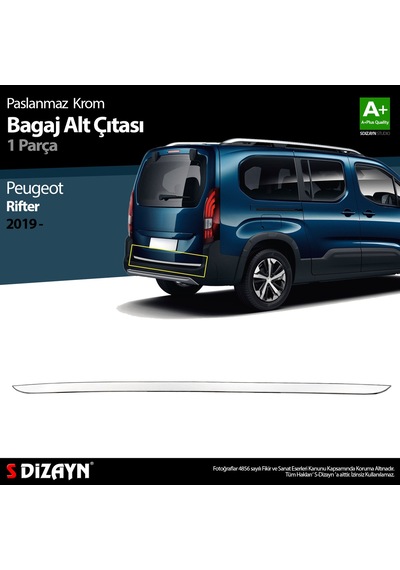 S-Dizayn Peugeot Rifter Krom Bagaj Alt Çıtası 2019 Üzeri