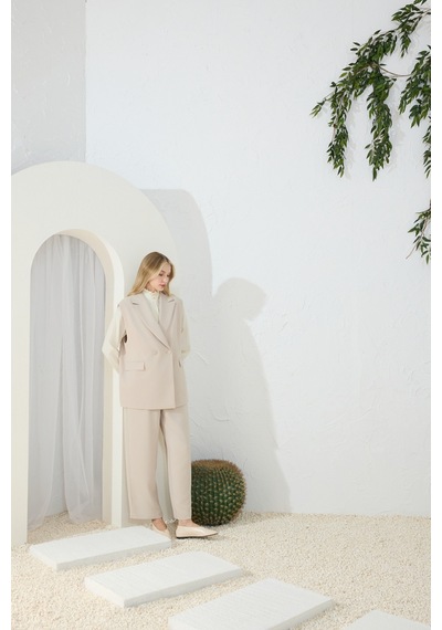 Aker Taş Kırlangıç Yaka Düğme Detaylı Klasik Yelek Taş Taş