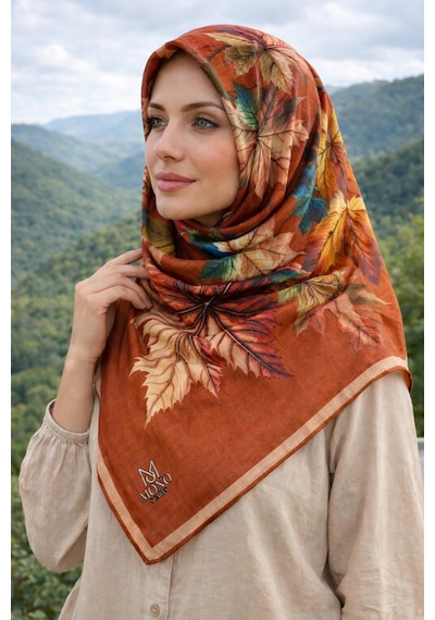 Mono Scarfs Soft Pamuk Eşarp-90 X 90 -06109 Kiremit