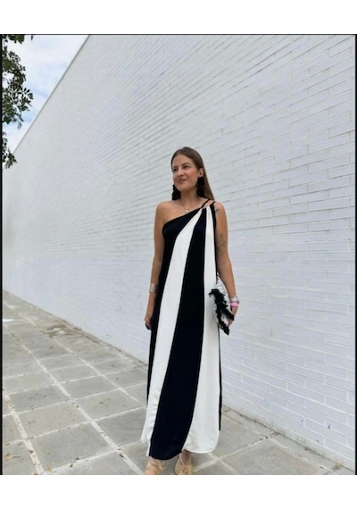 Defymoda Çift Renkli Elbise Çok Renkli